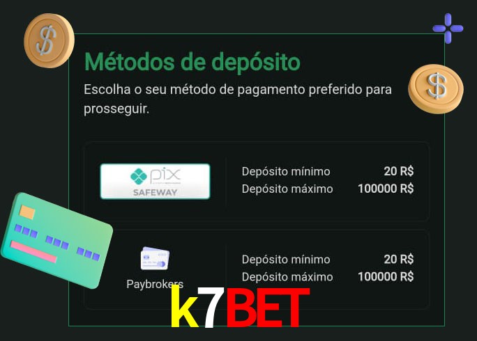 O cassino k7bet oferece uma grande variedade de métodos de pagamento